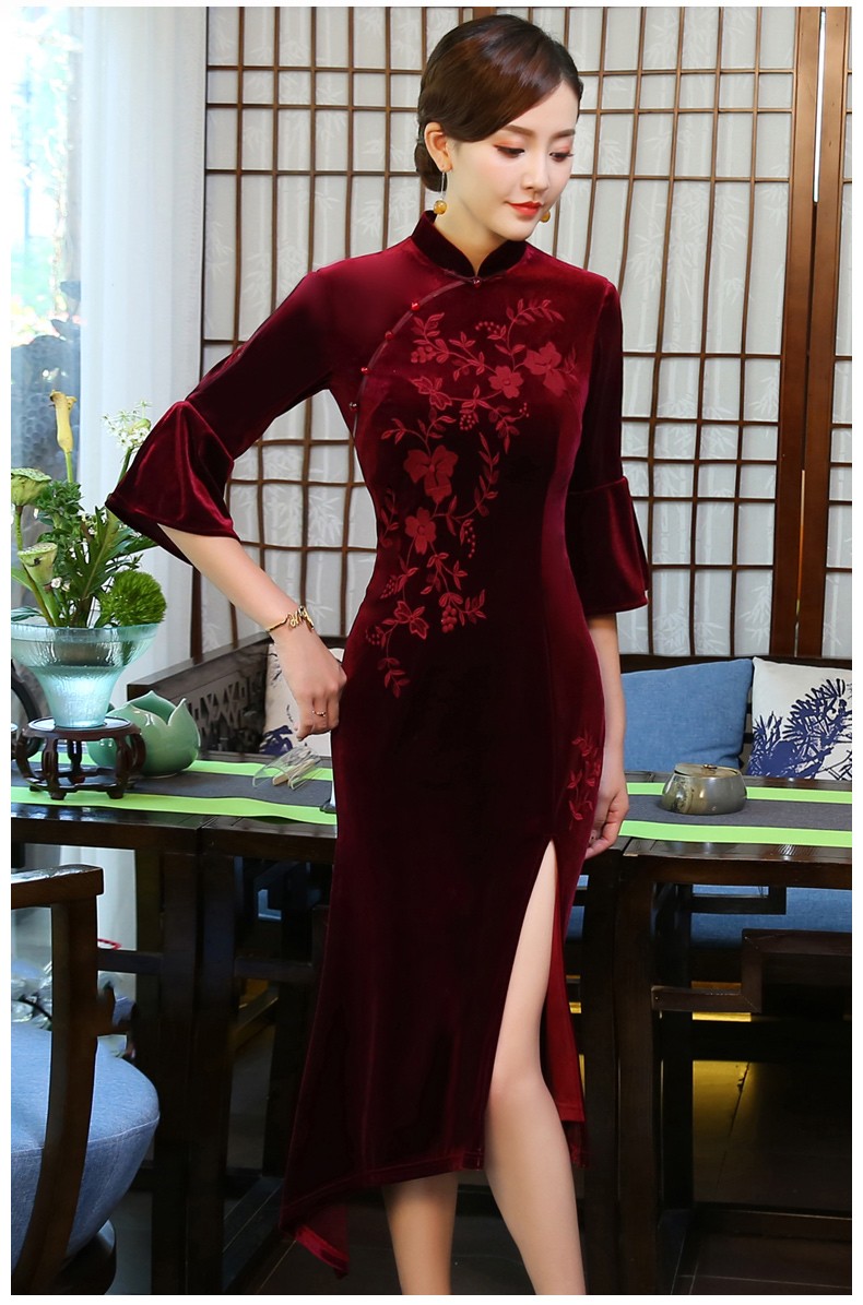 claret velvet gown