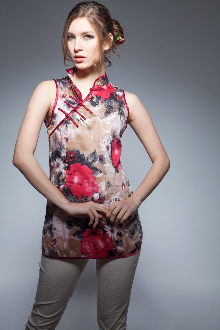 sleeveless cheongsam top