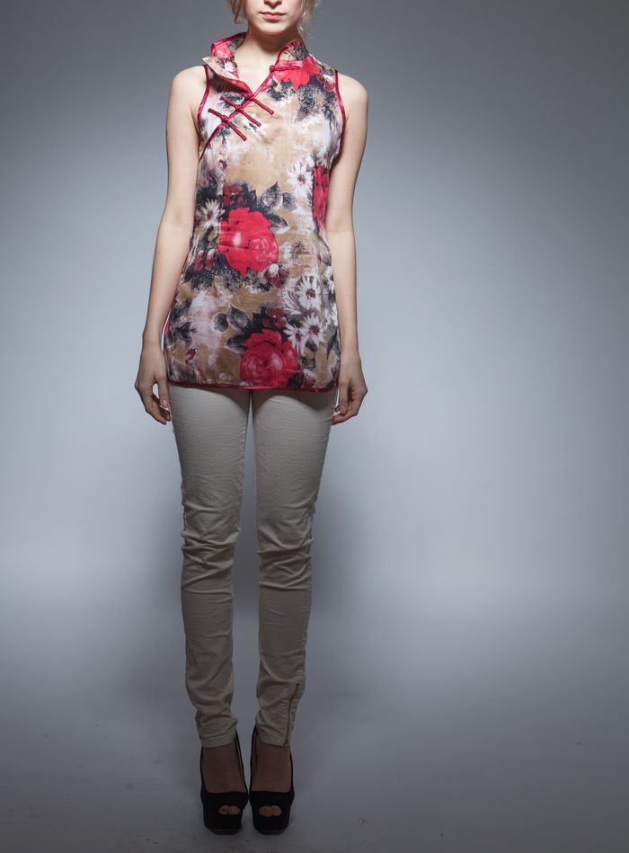 sleeveless cheongsam top