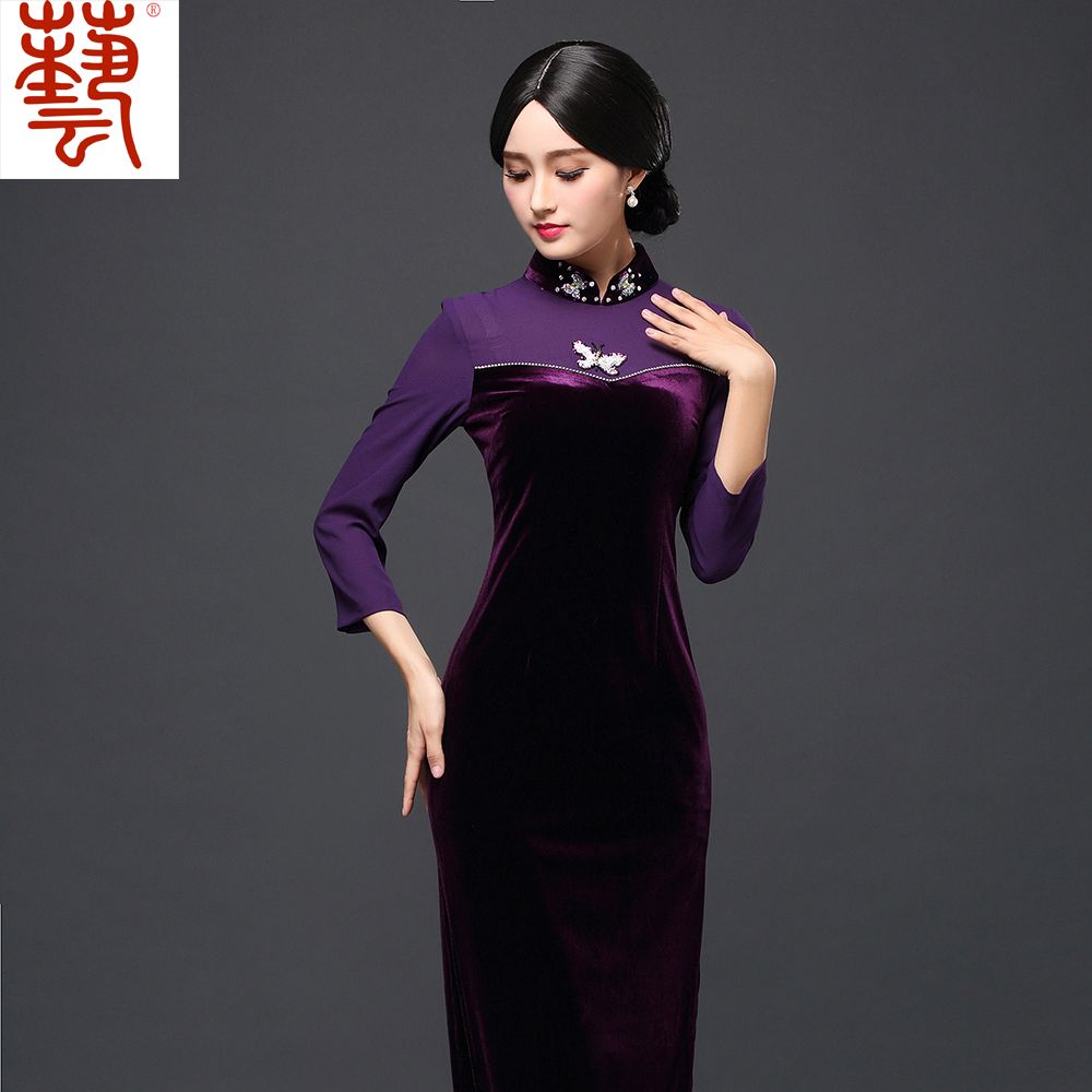 velvet chinese dress