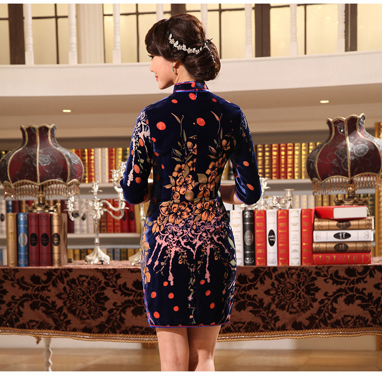 dark blue qipao