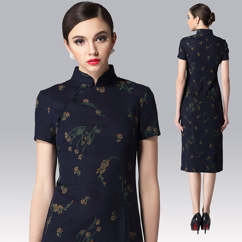 dark blue cheongsam