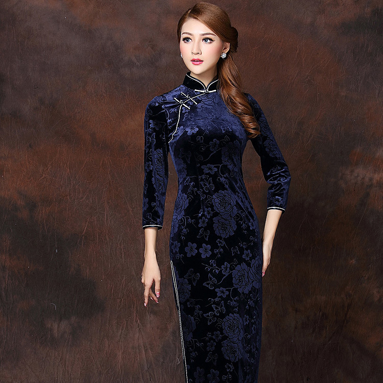 dark blue cheongsam