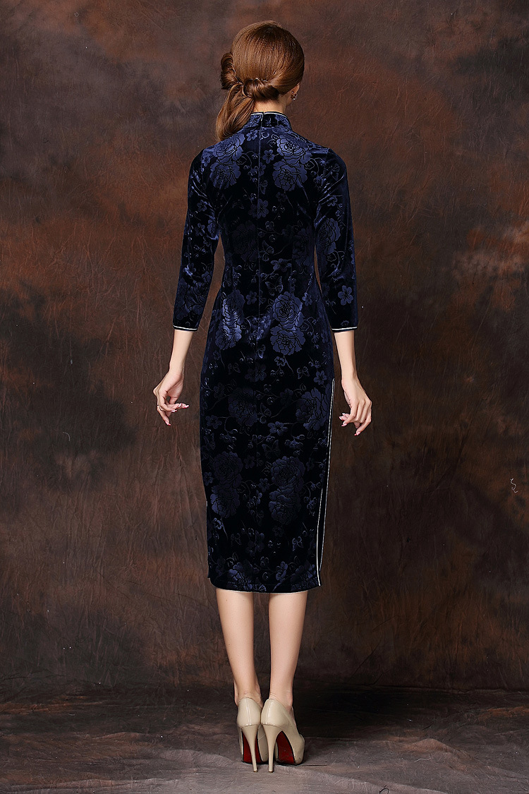 dark blue qipao