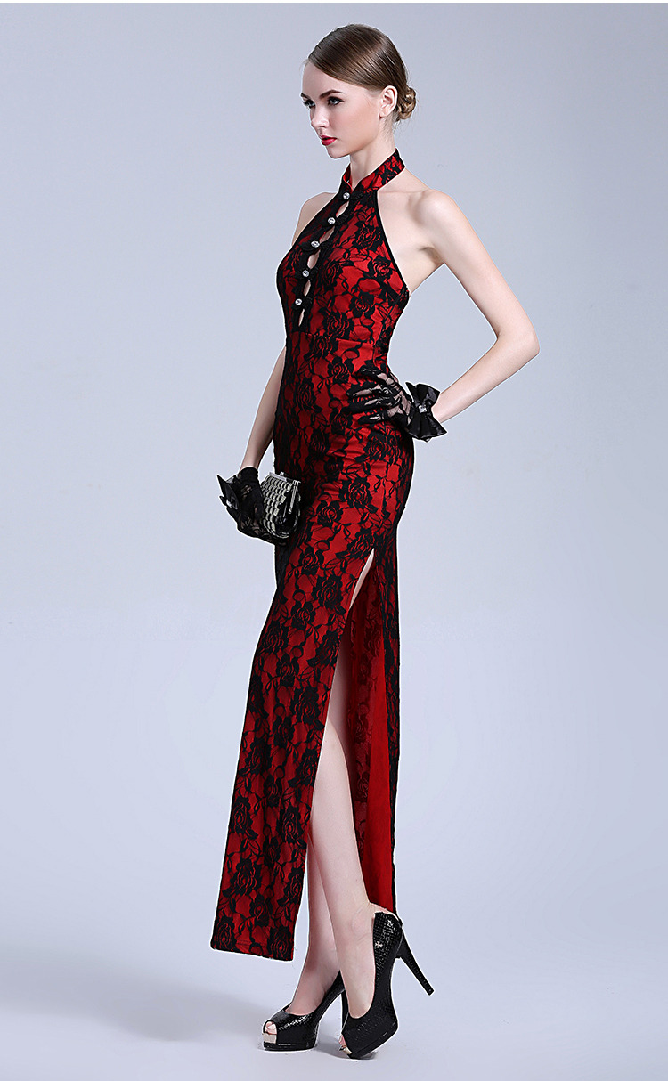 red lace cheongsam
