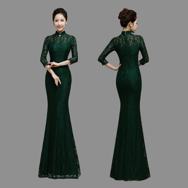 green fishtail dress