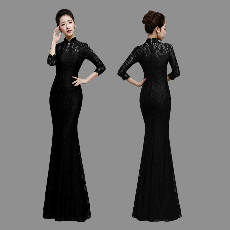 long black fishtail dress