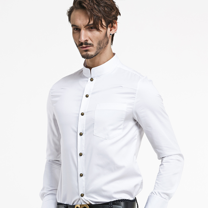 white long sleeve chinese collar