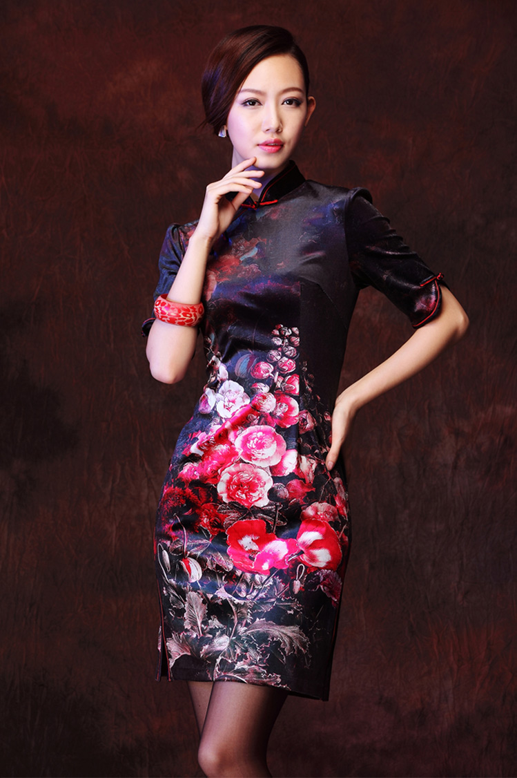 dark blue qipao