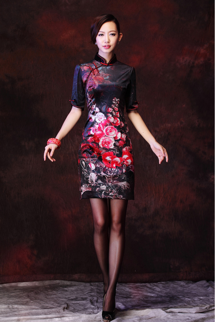 dark blue qipao