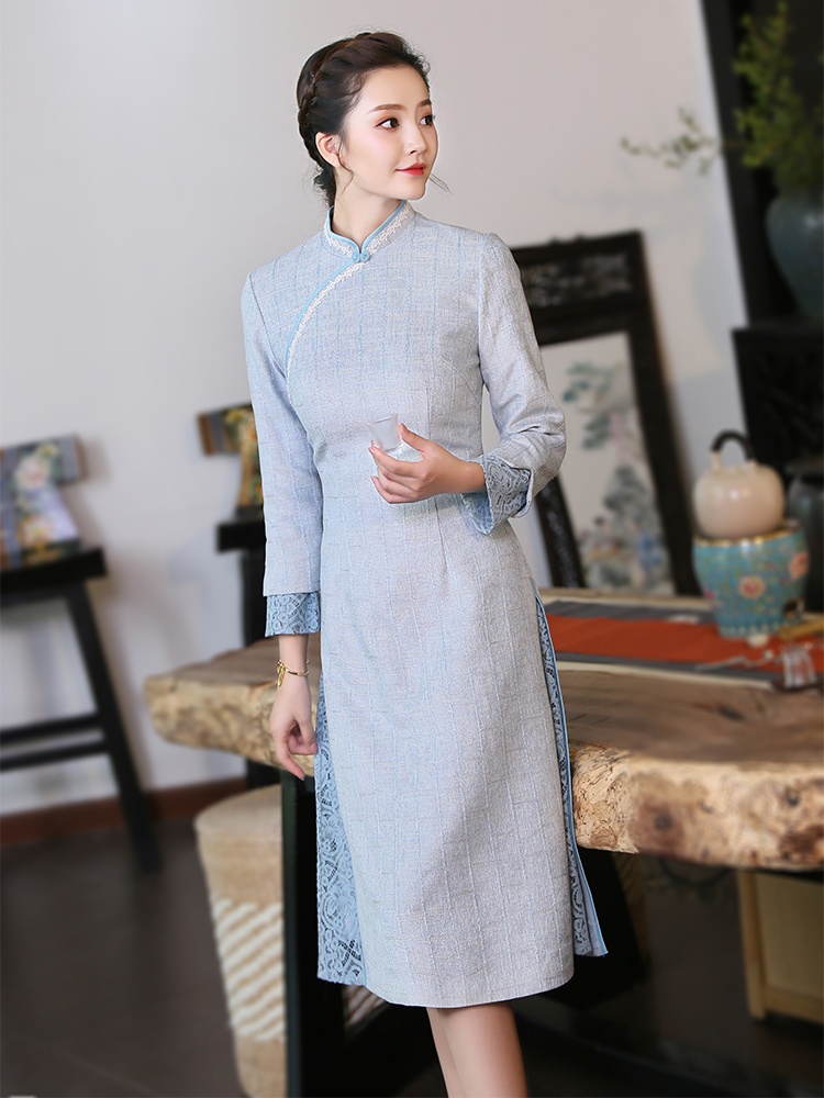 light blue qipao