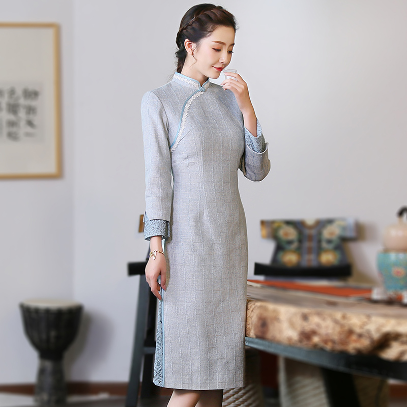 light blue qipao