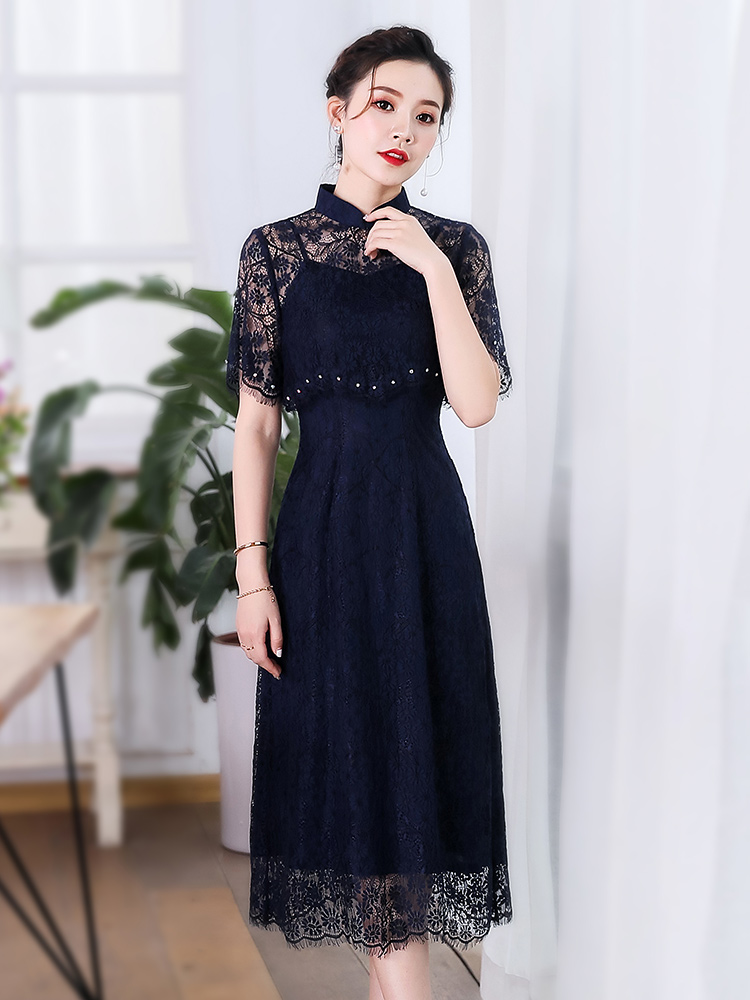 dark blue qipao