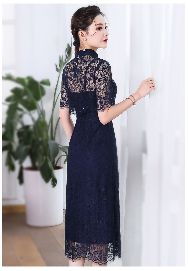 dark blue qipao