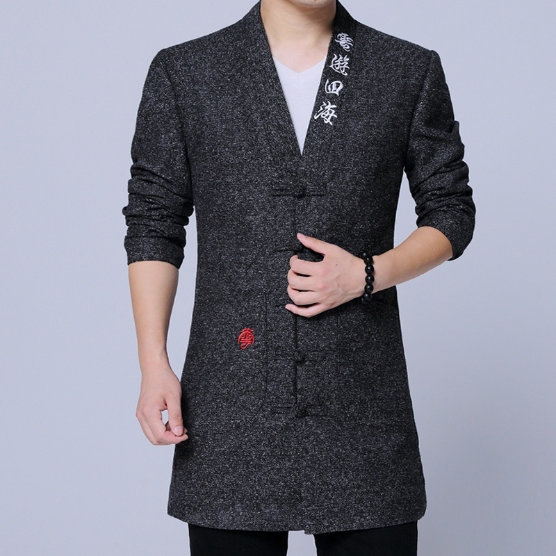 chinese collar shirt and blazer