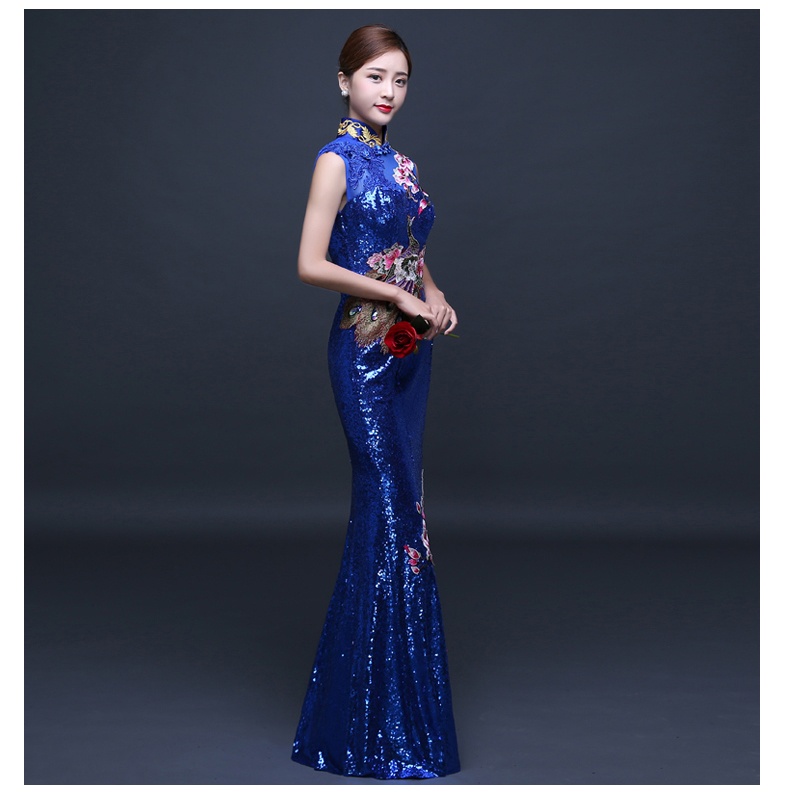 dark blue qipao