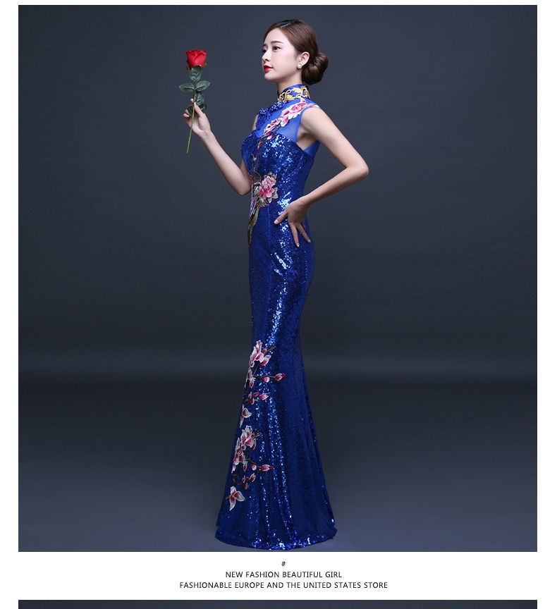 dark blue qipao