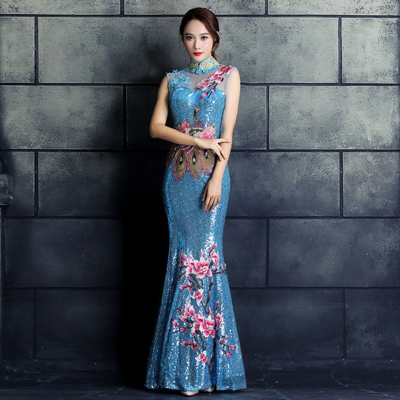 light blue qipao