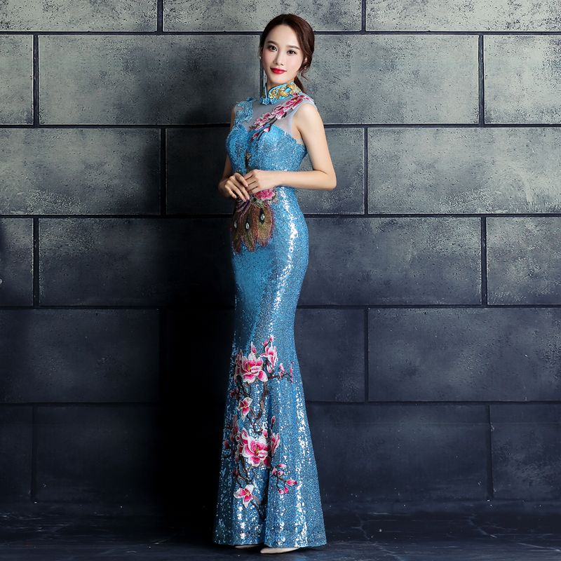 light blue qipao