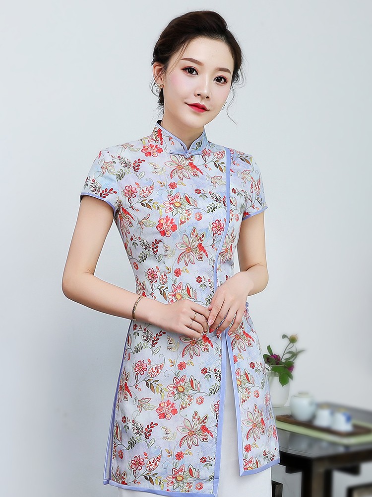 Lovely Asymmetrical Hem Qipao Cheongsam Chinese Shirt - Chinese Shirts ...