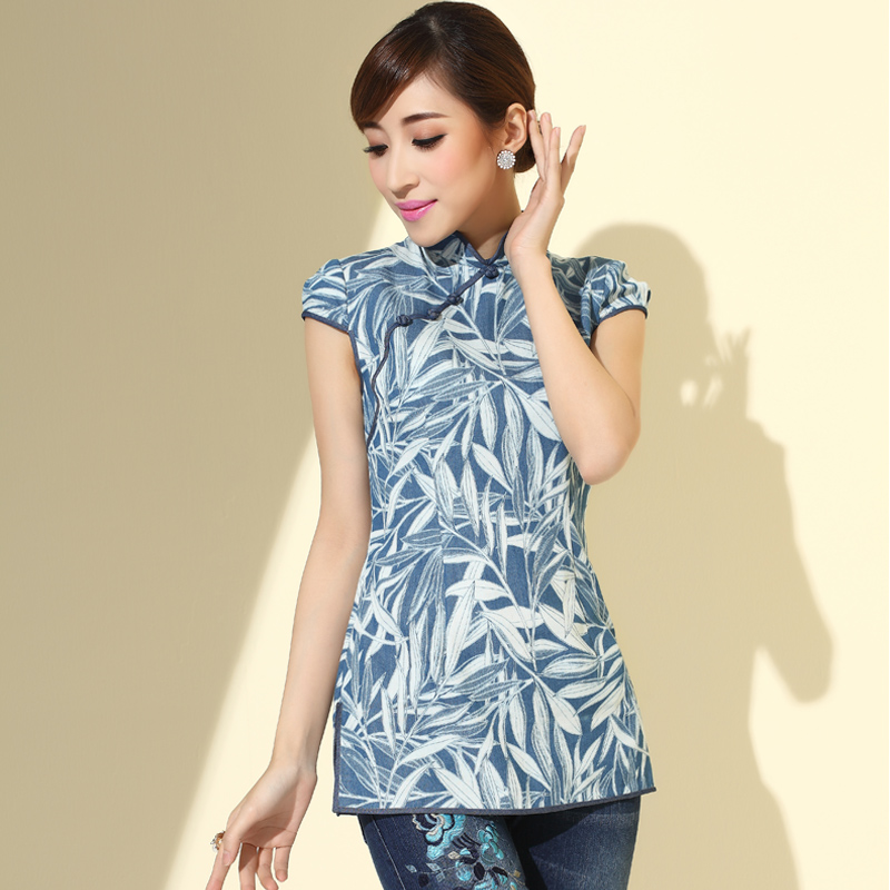 Lovely Bamboos Print Cheongsam Style Shirt - Chinese Shirts & Blouses ...
