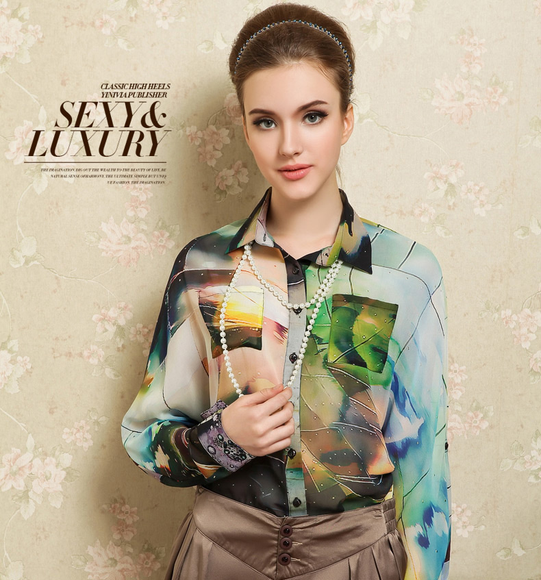 Luxury Silk Fascinating Long Sleeve Blouse - Pattern A - Chinese Shirts ...