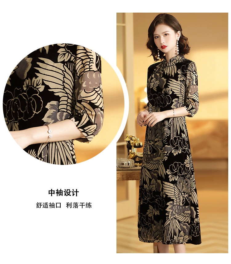Gorgeous Flocked Velvet Cheongsam Qipao Chinese Dress - Qipao Cheongsam ...
