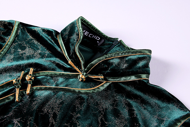 Luxury Diamond Green Long Traditional Qipao - Qipao Cheongsam & Dresses ...