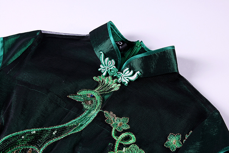 Fabulous Peacock Embroidery Green Qipao Dress - Qipao Cheongsam ...