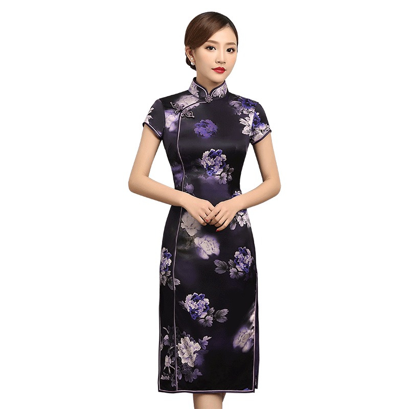 Amazing Floral Print Silk Chinese Qipao Cheongsam Dress - Qipao ...