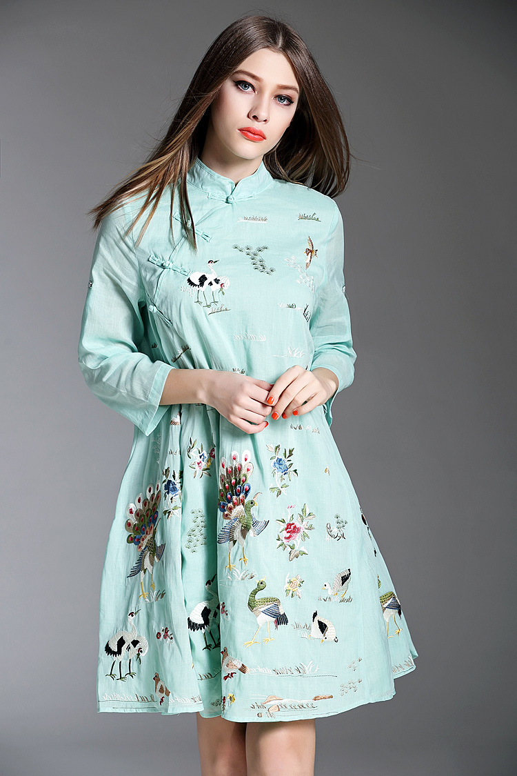 Fantastic Embroidery Cotton Flax Qipao Cheongsam Dress - Qipao ...