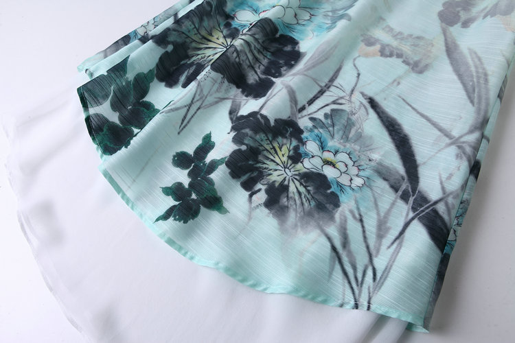 Lovely Lotus Silk Chiffon Cheongsam Qipao A-line Dress - Qipao ...