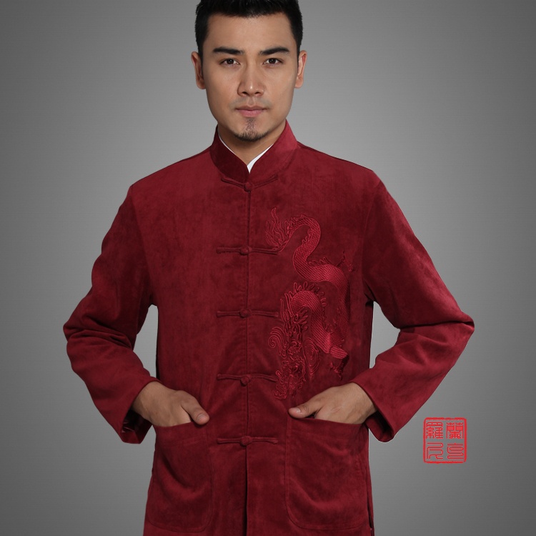 Sole Dragon Emboridery Velvet Tang Jacket - Claret - Chinese Jackets ...