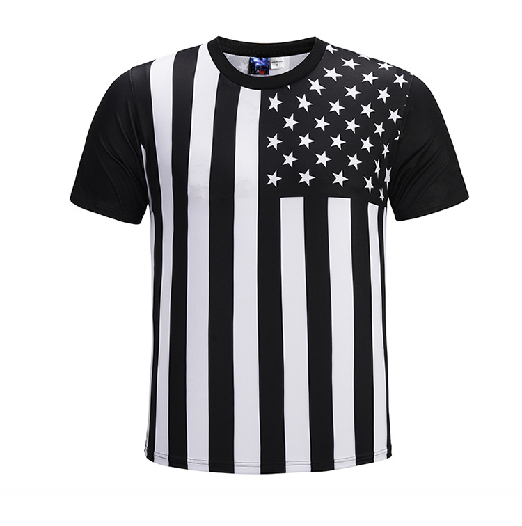 Black And White Flag Print T-Shirt - T-Shirts - All Over Print Apparel