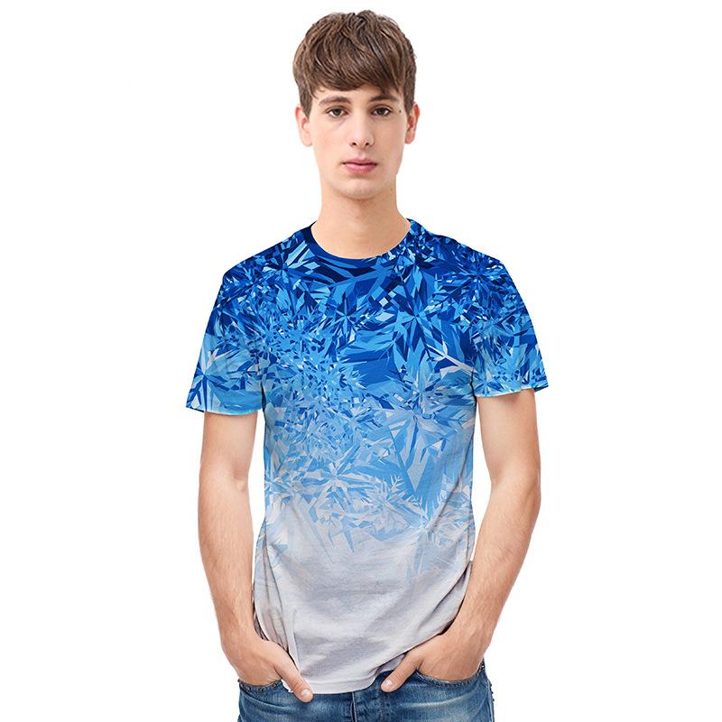 Blue Flake Ice Print T-Shirt - T-Shirts - All Over Print Apparel