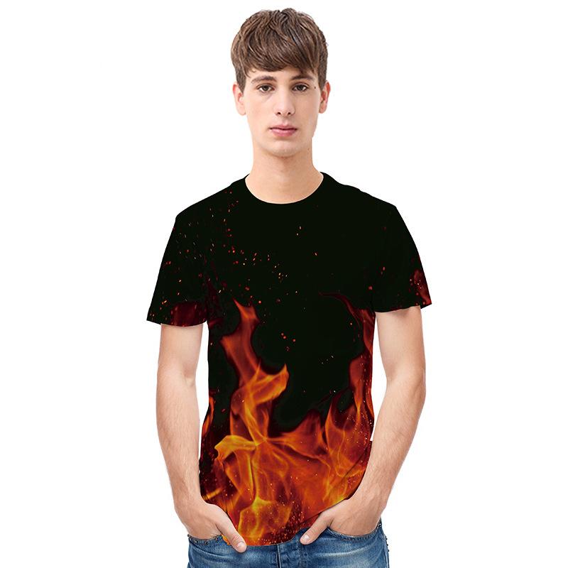 Red Fire Flame Print T-Shirt - T-Shirts - All Over Print Apparel