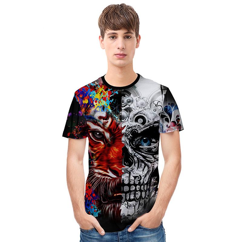 Yin Yang Skull Print T-Shirt - T-Shirts - All Over Print Apparel