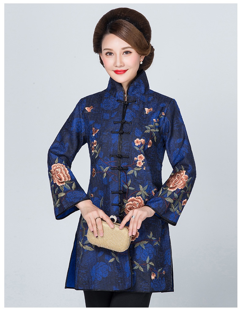 Gorgeous Roses Embroidery Chinese Style Jacket - Blue - Chinese Jackets ...