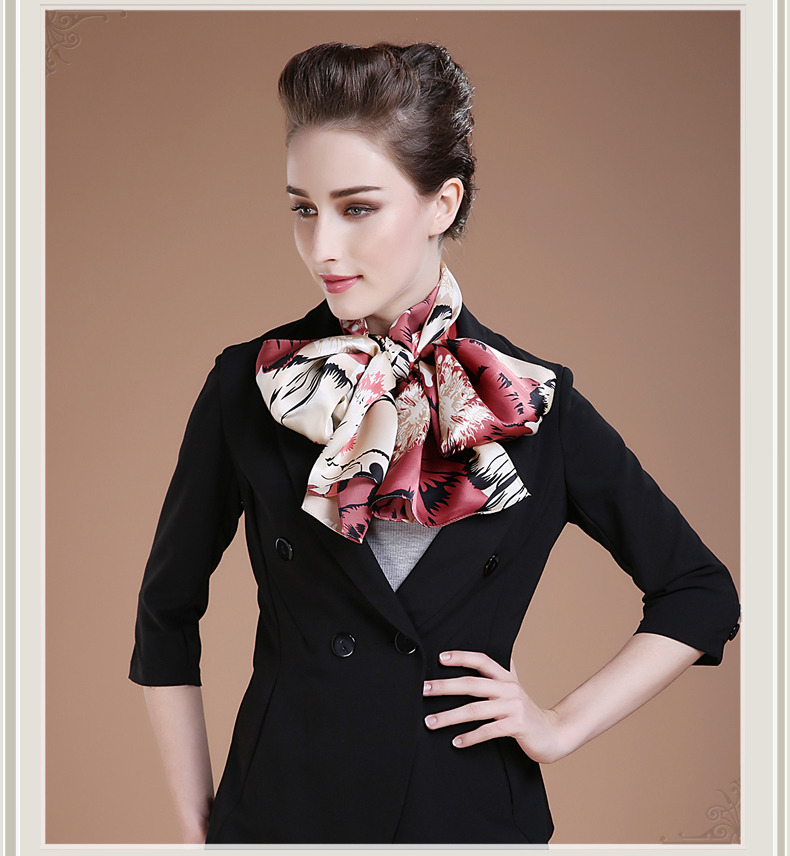 68.9x19.7inch - 175x50cm Silk Scarf - Floral Pattern F - Women
