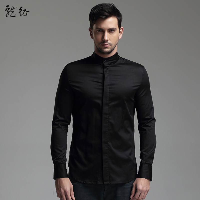 Fabulous Hidden Button Non-Iron Shirt for Men - Black - Chinese Shirts ...