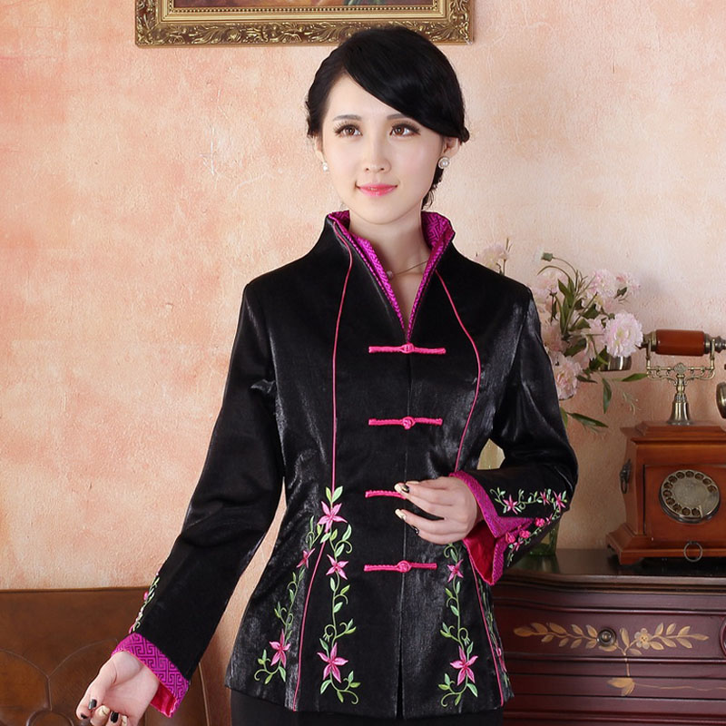 Marvelous Embroidery Modern Black Chinese Tang Jacket - Chinese Jackets ...