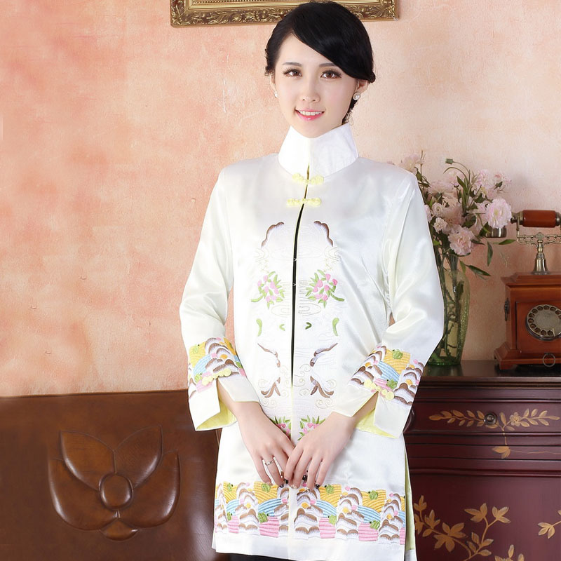Amazing Embroidery Traditional Chinese Tang Jacket - White - Chinese ...