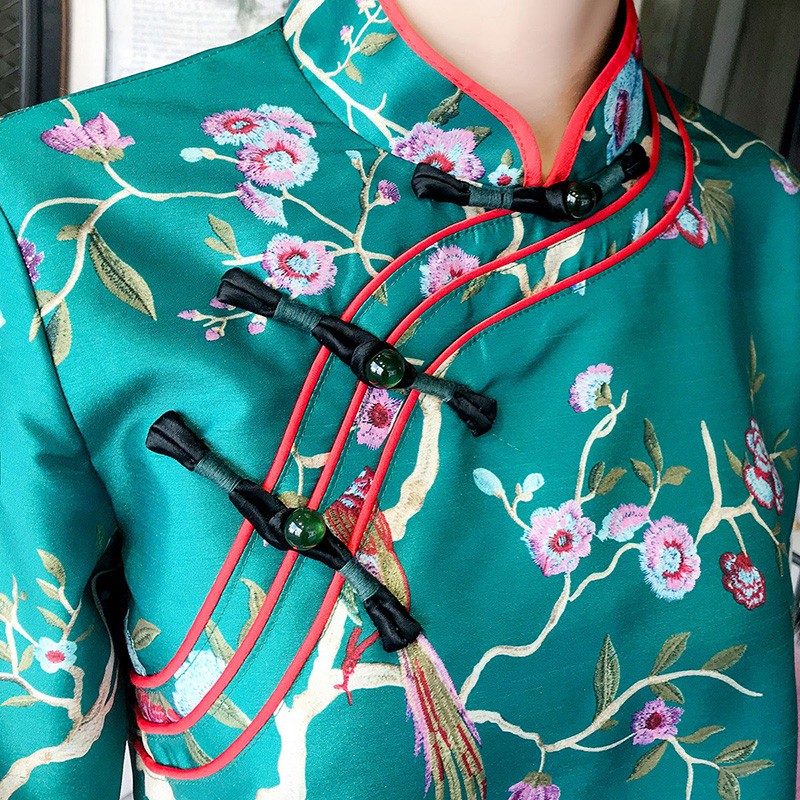 Pretty Floral Print Frog Button Qipao Cheongsam Coat - Chinese Jackets ...