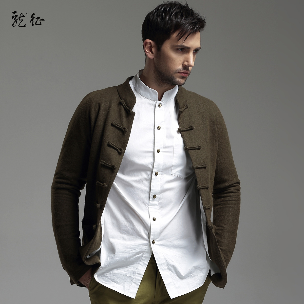 Woolen Cloth Chinese Tang Jacket for Men - Dark Green - Chinese Jackets ...