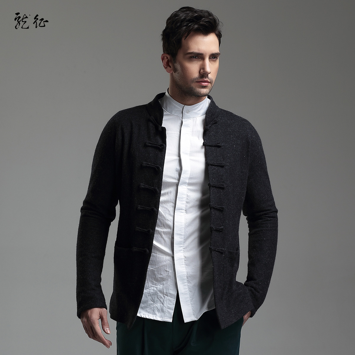 Woolen Cloth Chinese Tang Jacket for Men - Black - Chinese Jackets ...