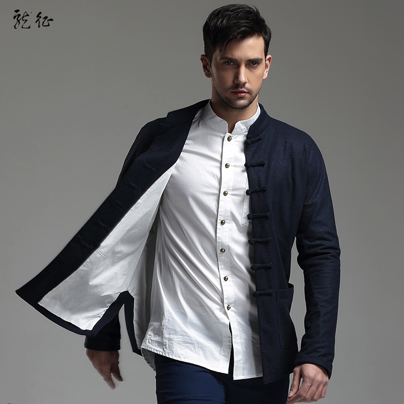 Handsome Frog Button Chinese Jacket - Dark Blue - Chinese Jackets ...