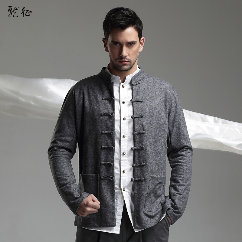 Handsome Frog Button Chinese Jacket - Gray - Chinese Jackets & Coats - Men