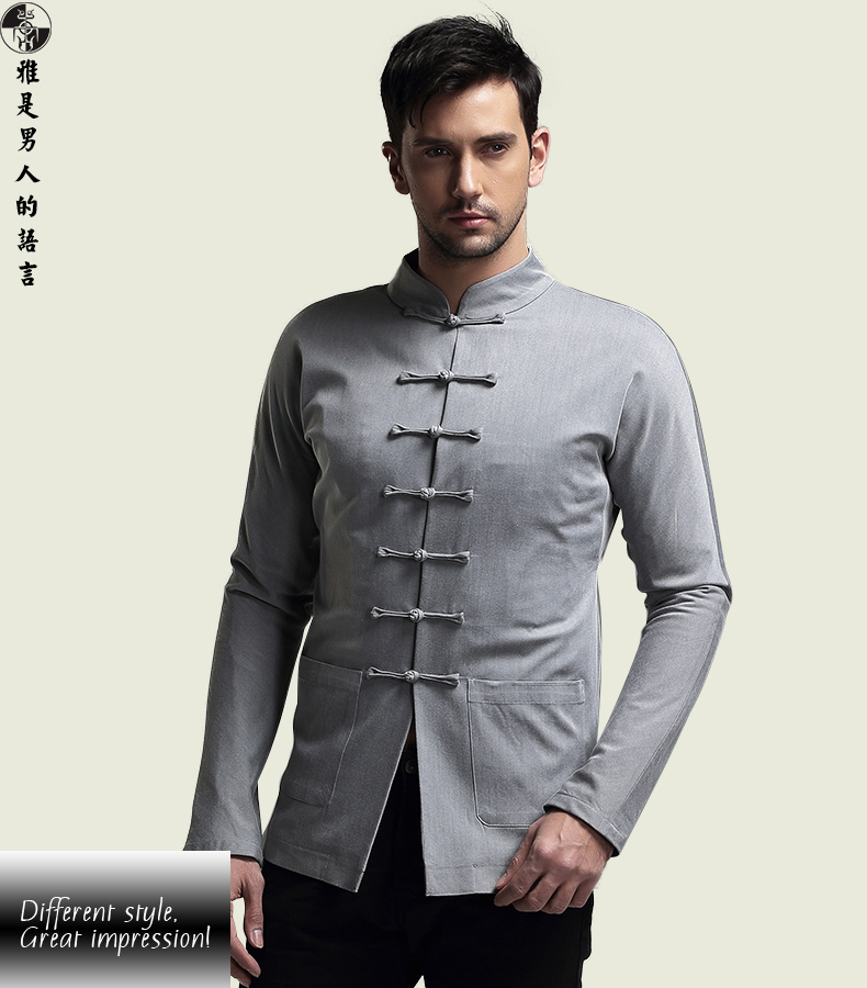 Impressive Well-made Frog Button Chinese Jacket - Gray - Chinese ...