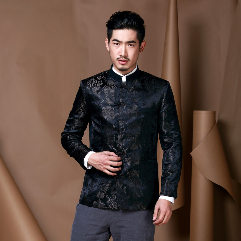 Fabulous Brocade Modern Chinese Tang Jacket - Black - Chinese Jackets ...