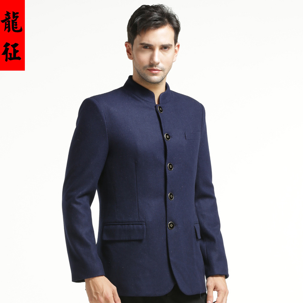 Attractive Stand-up Collar Zhongshan Jacket - Dark Blue - Chinese ...